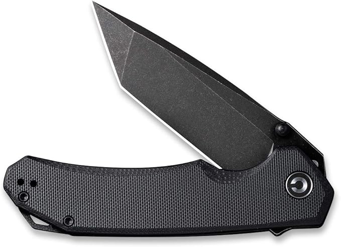 CIVIVI Brazen Folding Pocket Knife3.5-Inch Tanto D2 Plain BladeG-10 Outdoor Camping Hiking Knife with Thumb Studs and Flipper openerUnique Tool Gift for EDC Men Women C2023C (Black)