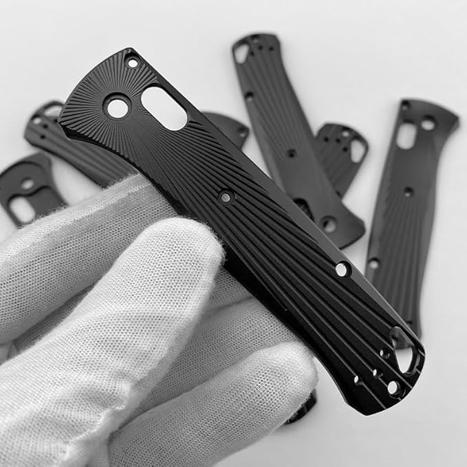 1 Pair Custom Aluminum Alloy Scales Fits for Bugout 535 Non Slip CNC Handle Patch DIY Accessory(Black)