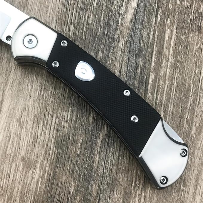 HUAAO 3'' 440C Clip Point Blade Black G10 Handle Back Lock Folder OpeningCamping EDC Tool Folding Pocket Knife Everyday CarryGift for Men