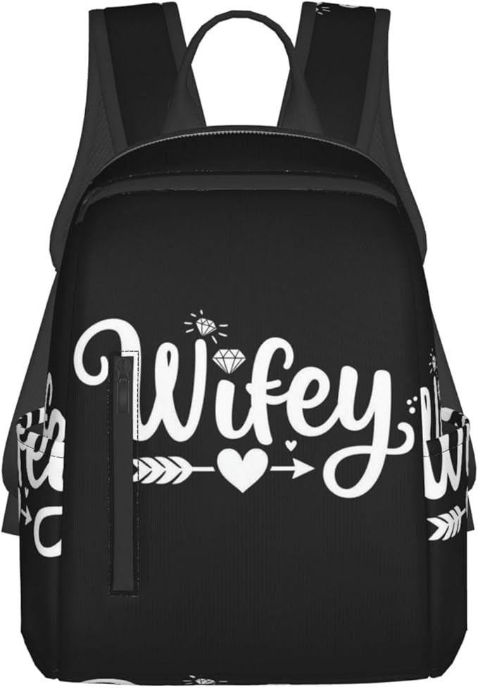 Backpack Travel Work Bookbag love heart Bride Wifey Gift Casual Daypacks with Water Bottle Pocket