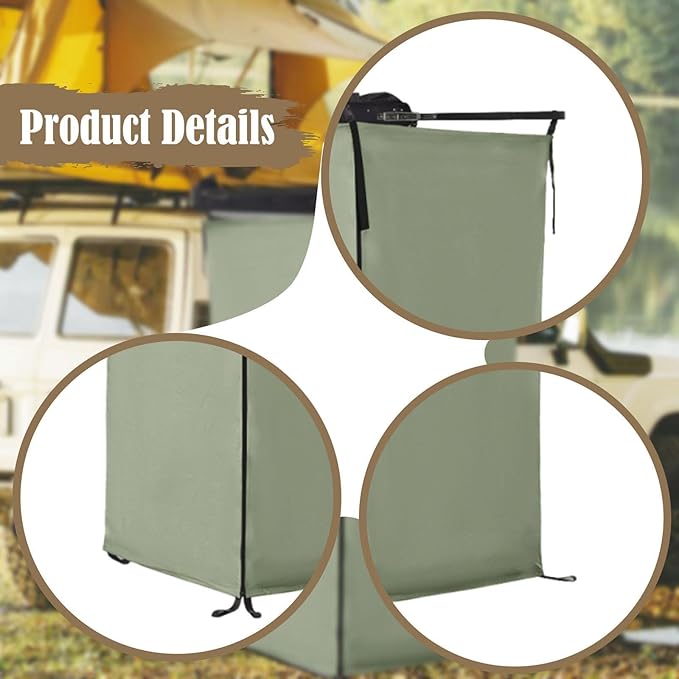 Vehicle Side Shower Tent Privacy Shelter Outdoor Changing Room Dressing Restroom for Camping Beach Van 39.37x39.37x70.87inch- Dark Green