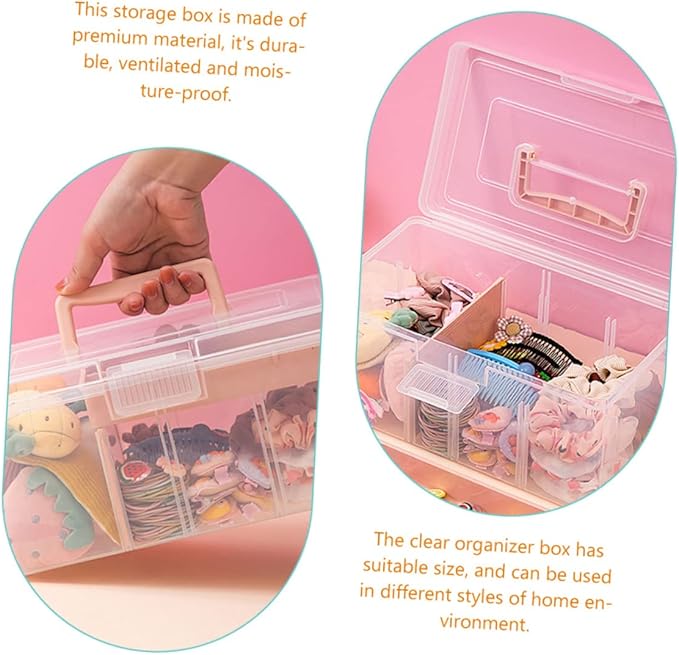 STOBAZA Storage Organizer Box Student Desk Organizer Large Capacity Lid Storage for Cotton Pads Hairpins Lipstick