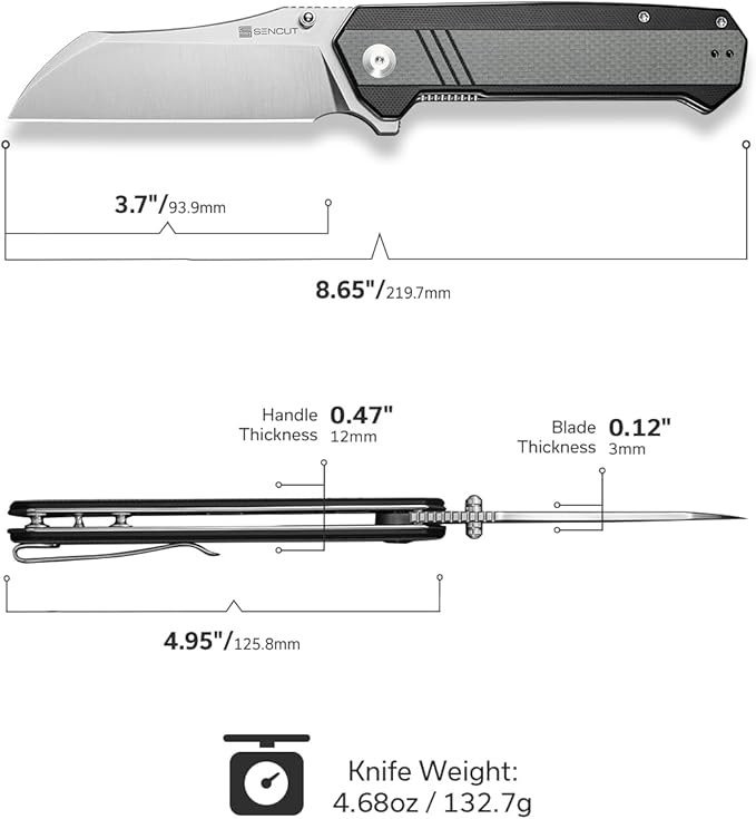 SENCUT Draxor Folding Pocket Knife for EDC Camping Knife with 3.7'' 9Cr18MoV Blade &amp G10 Handle Gift for Men Women (Gray)