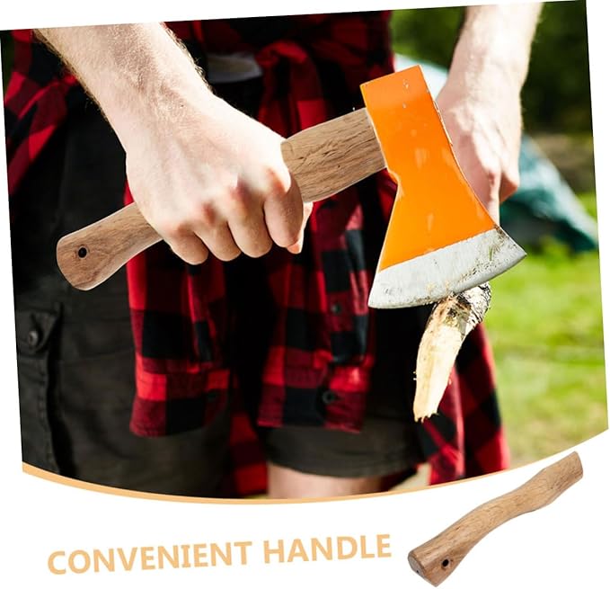 POPETPOP 10pcs Wooden Axe Handle Replacement Short Oak Grip for Firewood Cutting Comfortable and Easy to Install for Camping and Outdoor Activities