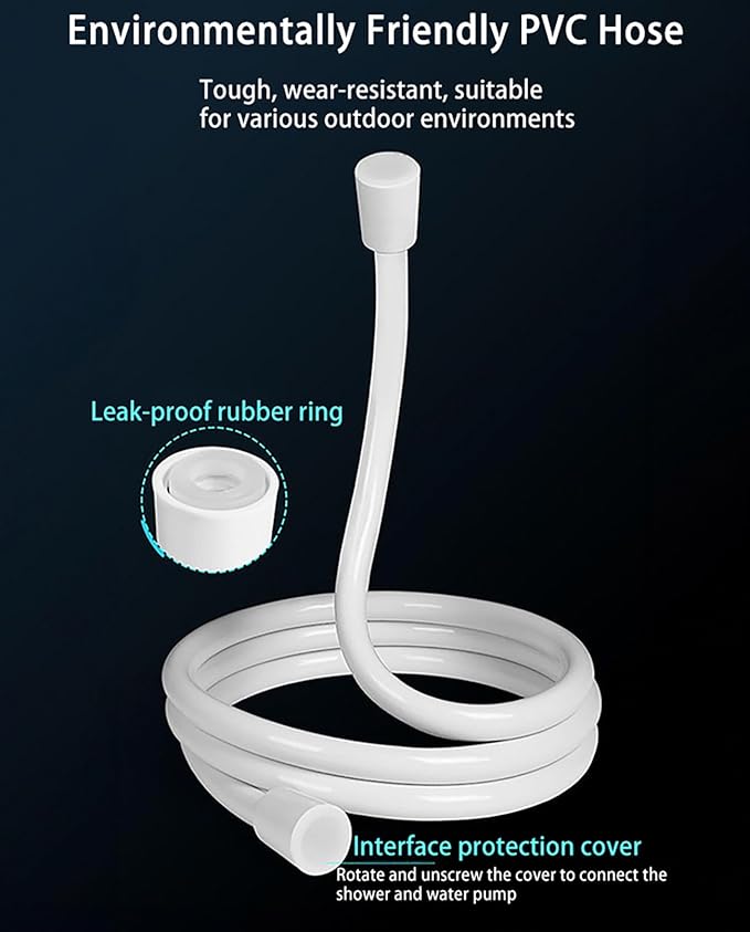 Outdoor Camping Shower Pump - Rechargeable Outdoor Shower Head Sprayer Portable Shower Head with Hose for Camping Perfect for Camping Hiking Travel Car Washing &amp Pet Cleaning