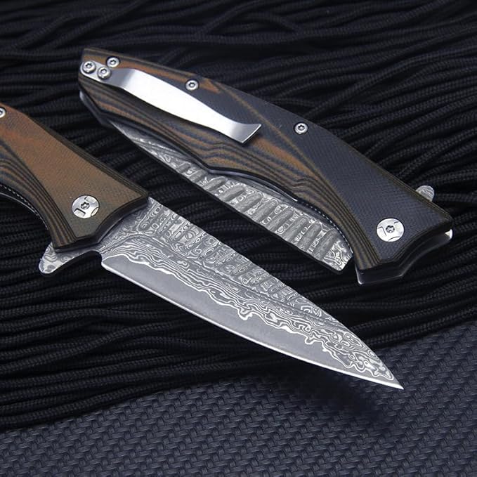 High Hardness VG10 Damascus Navaja Folding Knife Portable Outdoor Survival Fold Knives Wilderness Survival Camping Pocket Knife
