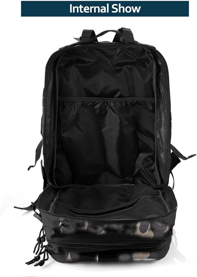 50L Sturdy Nylon Waterproof Fishing Hunting Backpack Outdoor Military Rucksacks Tactical Sports Camping Hiking Bags (Camo Black)