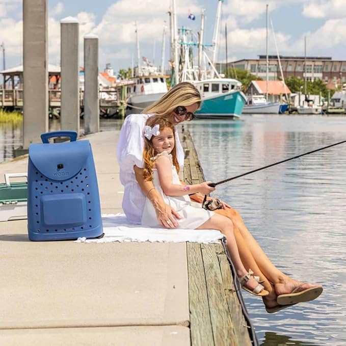 Woda Bag The Ultimate EVA Backpack | Washable Lightweight and Durable | Zipper Pocket Dry Bag For Beach Pool &amp Boat (High Tide Blue Mini Woda Bag)