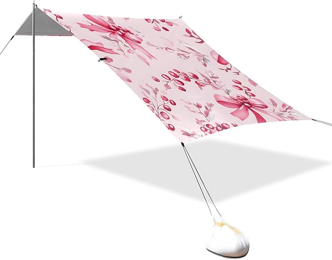 ALAZA Bow Cherry Pattern Beach Tent Sun Shelter Portable Canopy Sunshade for Outdoor Camping Picnics Backyard Fun 10x9 ft
