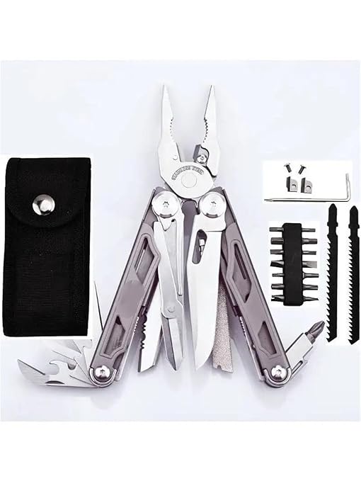 Multitool Set with Pliers Knife Scissors for DIY Repair Camping EDC Survival Gear(DL30-Grey)
