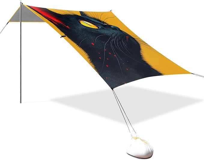 ALAZA Cute Black Cat Beach Tent Sun Shelter Portable Canopy Sunshade for Outdoor Camping Picnics Backyard Fun 10x9 ft