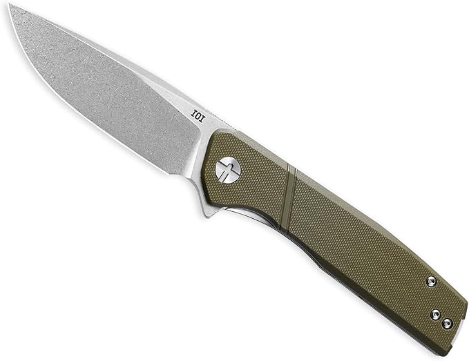 IOI Task Force I51484 Pocket Knife for Men – Folding Knife with 14C28N Stonewashed Blade G10 Handle EDC Pocket Knife with Clip Enhanced with Custom Left-Side Clip for Everyday Carry &amp Camping