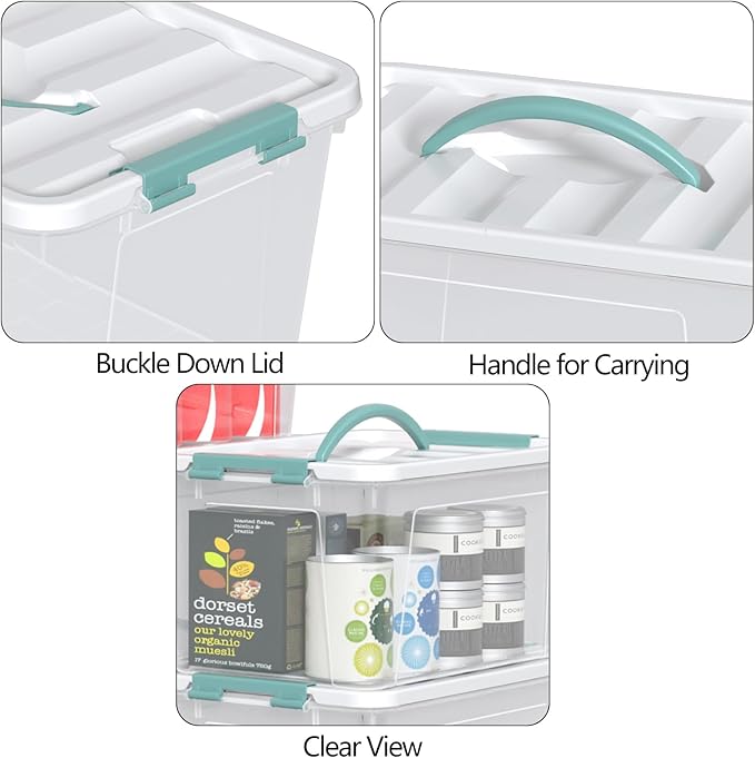 8 Packs 14 Quarts Latching Containers with Handles Please Clear Storage Boxes Totes