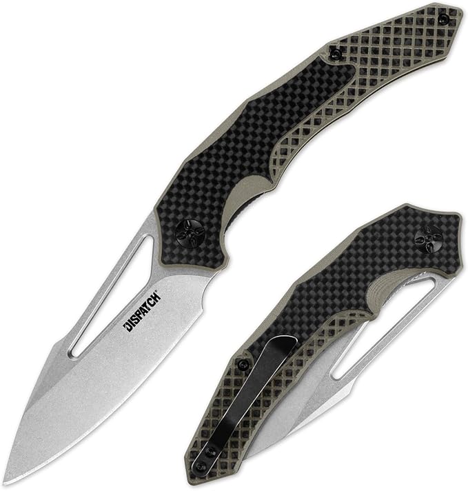 Dispatch Pocket Knife for Men Women 3.54 Inch 8Cr13MoV Stainless Steel Blade with G10 Handle Folding Knives with Clip for Outdoor Hunting Hiking Camping Survival EDC Tools