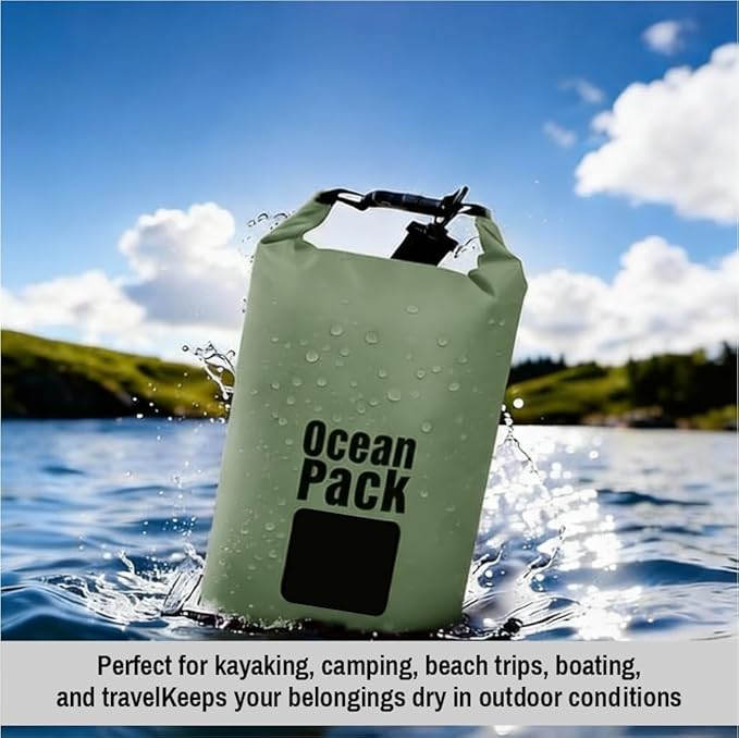Waterproof Dry Bag Set of 3 (15L 20L 30L) - PVC Roll Top Dry Bags Waterproof - Backpack for Kayaking Camping Beach &amp Travel (Military Green)