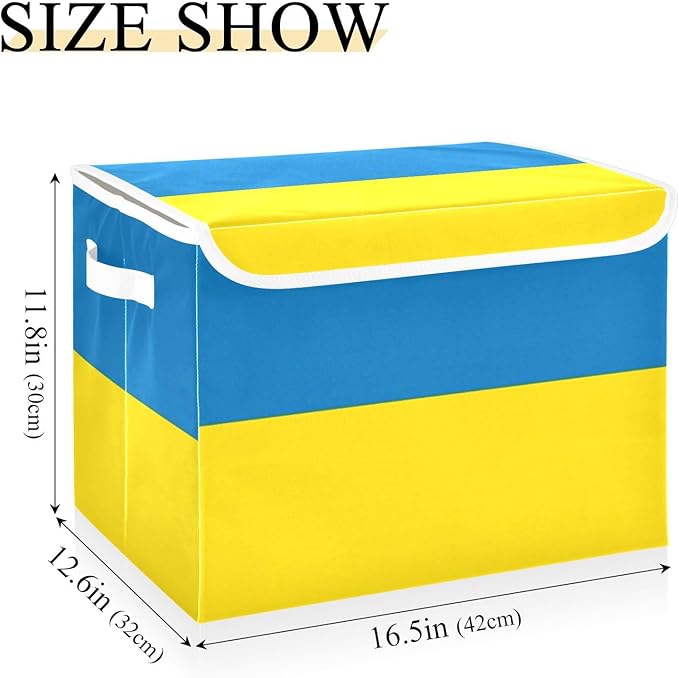 Ukraine Flag Blue Yellow Ukrainian National Storage Containers with Lids Stackable Basement Storage Containers for