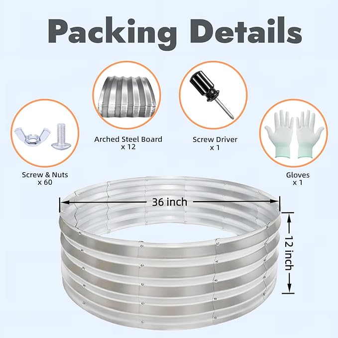 36 Inch Round Fire Pit Ring Heavy-Duty Galvanized Steel Fire Ring for Outdoor Bonfires Backyard &amp Camping Rust-Resistant &amp Easy Assembly (3×3×1 FT)