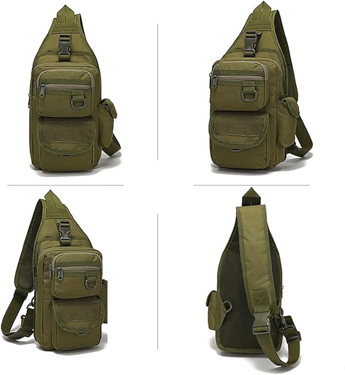 Tactical Backpack Waterproof Military Cross-body Molle Sling Shoulder Backpack Chest Bag for Outdoor Every Day Carry (Military Green)