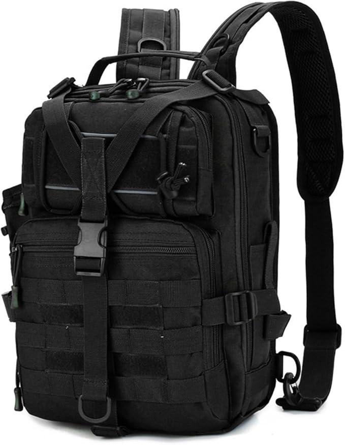 Genérico 20L Tactical Assault Bag Military Sling BackpackCompatible for Outdoor Hiking Campin(Black B)