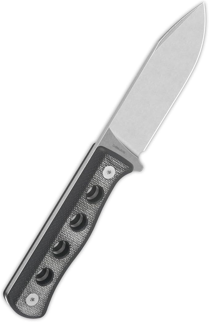 QSP Canary Fixed Blade Knife 4.25 DC53 Stonewash Blade Hunting Knives with Kydex Sheath Black Micarta Handle EDC Knife for Camping Outdoor Hiking Survival
