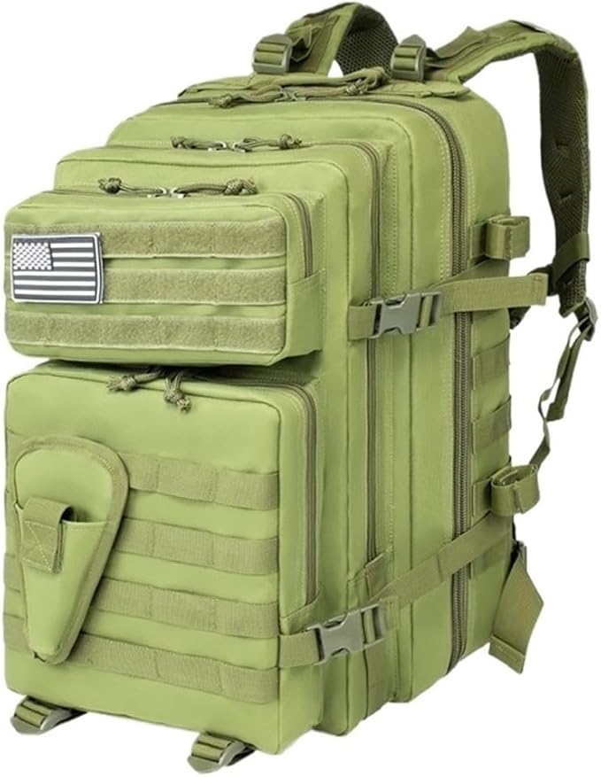 45L Fishing Hunting Bag Tactical Backpack Men's Travel Large Capacity Rucksacks Men Waterproof Outdoor(Khaki)