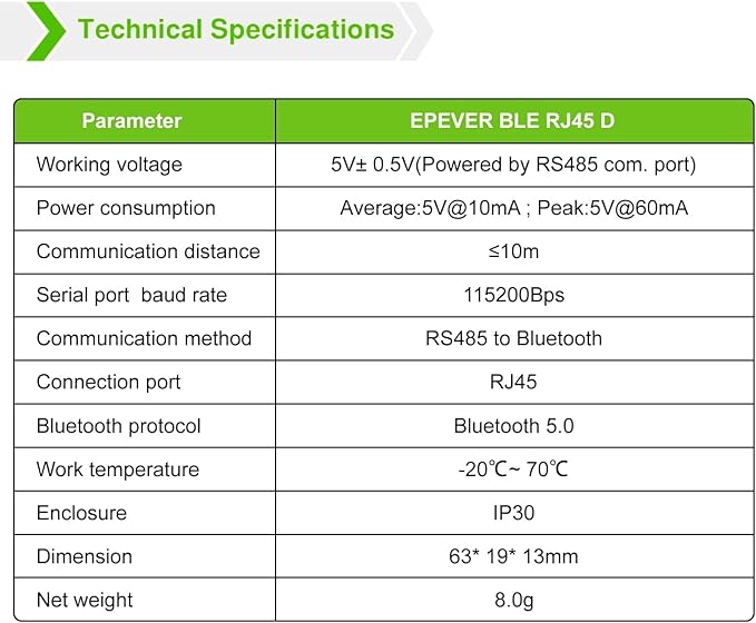EPEVER BLE Adapter for EPEVER Solar Charge Controller(Tracer-an/Tracer-BN/Tracer-CPN/Xtra Series)