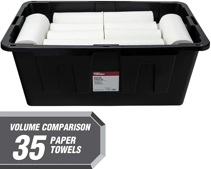 Tough 40 Gallon Plastic Storage Bin with Snap Lid Stackable Lockable Black/Red Set of 2 Heavy-Duty Durable Multi-Purpose Storage Containers for Indoor &amp Outdoor Use