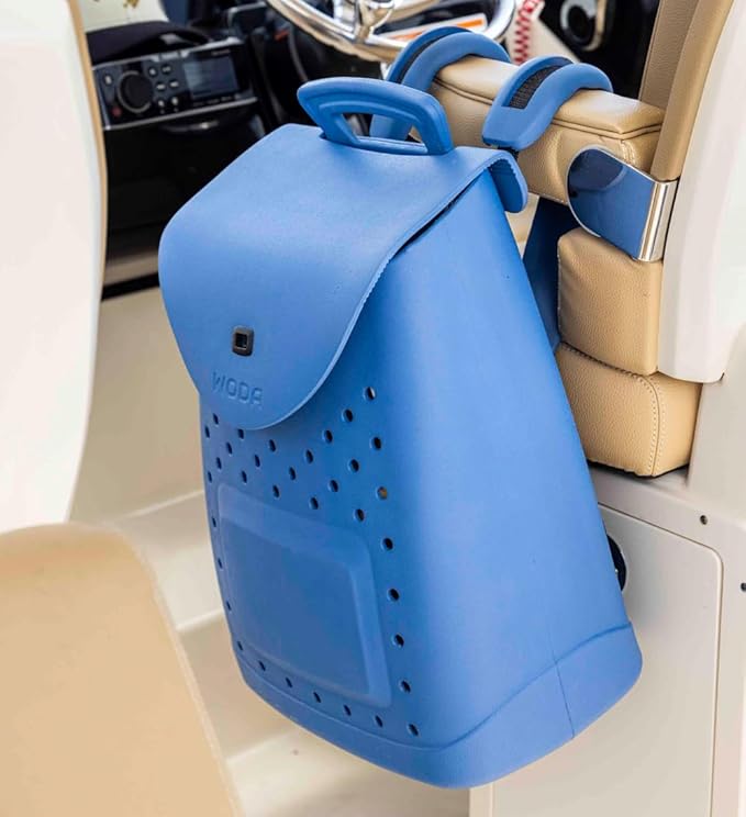 Woda Bag The Ultimate EVA Backpack | Washable Lightweight and Durable | Zipper Pocket Dry Bag For Beach Pool &amp Boat (High Tide Blue Mini Woda Bag)