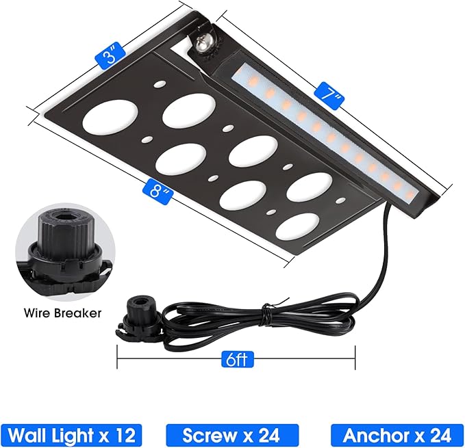 Energetic 7 Inch Retaining Wall Lights Outdoor LED Step Lights 4W Low Voltage Landscape Lighting Waterproof Hardscape Lighting 12V-24V AC/DC 3000K Warm White with Wire Breakers FCC 12 Pack
