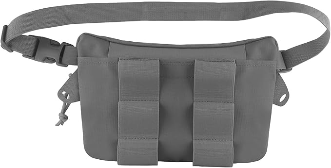 Zhongren Tactical Drop Waist Pouch Adjustable Waist Belt Bag Molle Tool Pouch with Hook and Loop for Tactical Vest Chest Rig (Gray)