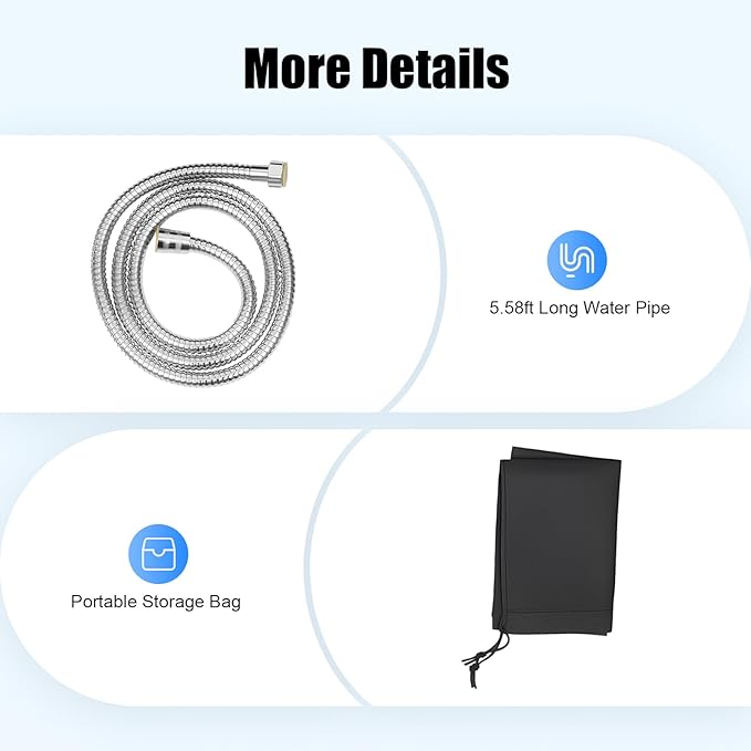 Roof Rack Mount Road Shower Portable Water Tank Camping Shower with 5.58ft Water Pipe &amp Shower Head