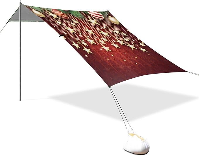 ALAZA Little Star Christmas Ball Beach Tent Sun Shelter Portable Canopy Sunshade for Outdoor Camping Picnics Backyard Fun 10x9 ft