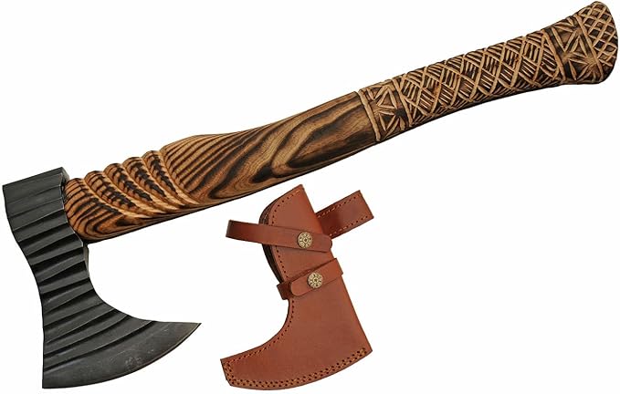 20 Wood Handle Carbon Steel Medieval Viking Axe with Sheath
