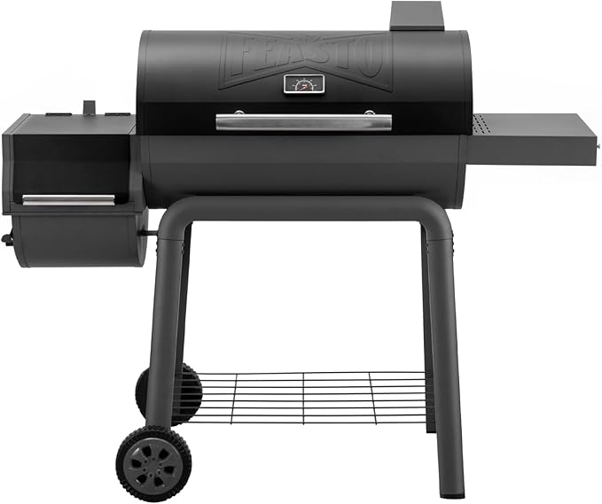 Feasto Heavy-Duty 30-Inch Charcoal Grill with Offset Smoker Grill Side Table &amp 815 Sq. In Cooking Space Outdoor BBQ Grill for Outdoor Barbecue in Backyard Patio and Parties Black