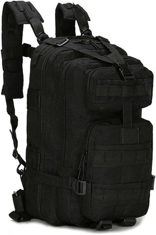 Military Tactical Backpack Assault Pack Molle Bug Out Bag Small Rucksack Molle Backpack for Hiking Camping Hunting Trekking Outdoor Tactical Combat Travel Bag 25L (Black)
