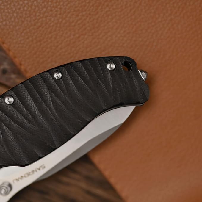 SANRENMU 1006 NEW Pocket Folding Knife 14C28N Blade Flipper Ball Bearing Outdoor Camping Survival Tool EDC (Black)