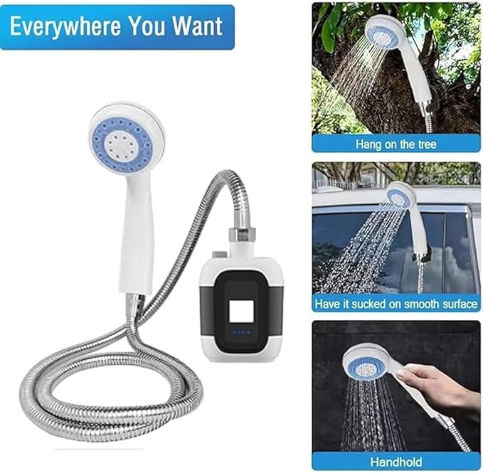 Portable Camping Shower With Adjustable Flow for Easy &amp Convenient Outdoor Cleaning Multiple Spray Modes with Showers Head &amp Hose (Shower + Bucket)
