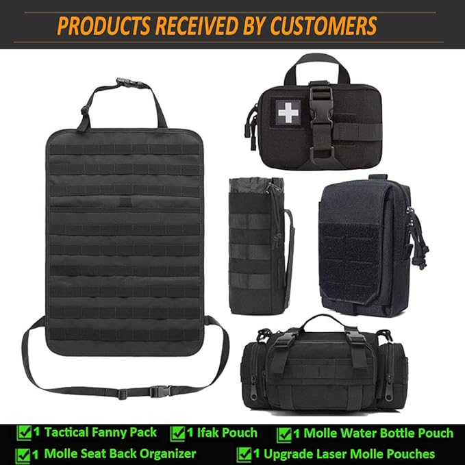 Molle Seat Back Organizer Tactical Seat Covers with Pouches Molle Tactical Vehicle Organizers Panel Car Seat Covers Protector for Truck