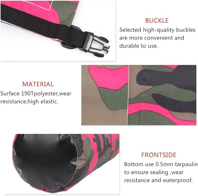 Waterproof Dry Bag 2L/5L/10L/15L/20L/30L Roll Top Sack Keeps Gear Dry for Kayaking Rafting Boating Swimming Camping Hiking Beach Fishing with Free Waterproof Phone Case (Rose red 20L)