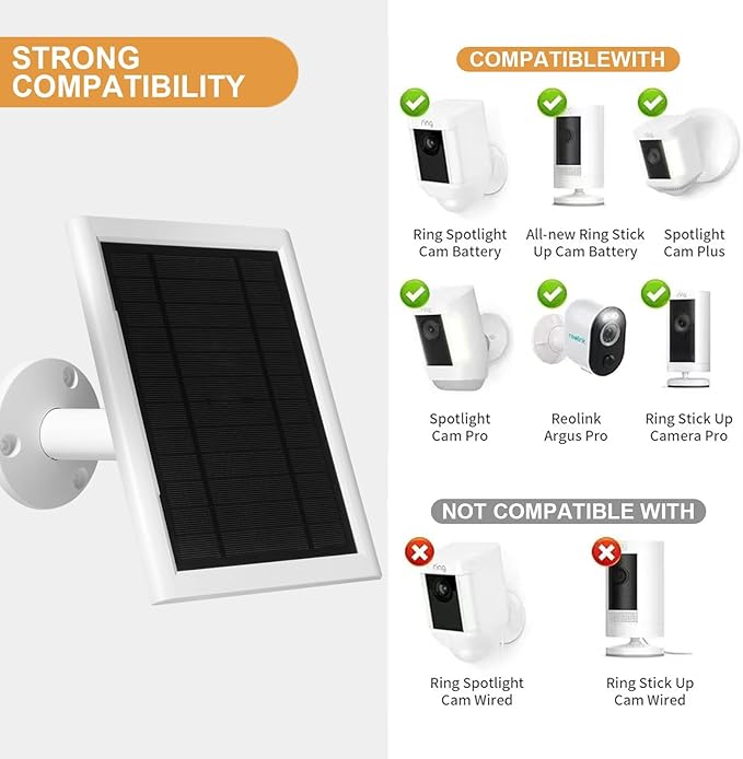 5W Solar Charger Compatible for Ring Camera with 10FT/3M Long Cable Compatible with Ring Spotlight Cam Plus/ProStick Up Cam/ProSpotlight Cam-3 Pack