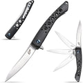 Eafengrow EF943 EDC Folding Knife D2 Steel Blade G10 Handle Flipper Knifes with Pocket Clip for Camping Hiking Survival Outdoor(black)