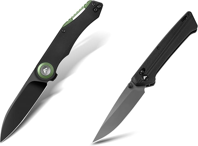 FLISSA Button Lock Folding Knife with 3.1 D2 Steel Blade G10 Handle &amp Shaft Lock Folding Knife for EDC Camping Hiking Fishing Outdoor Activities