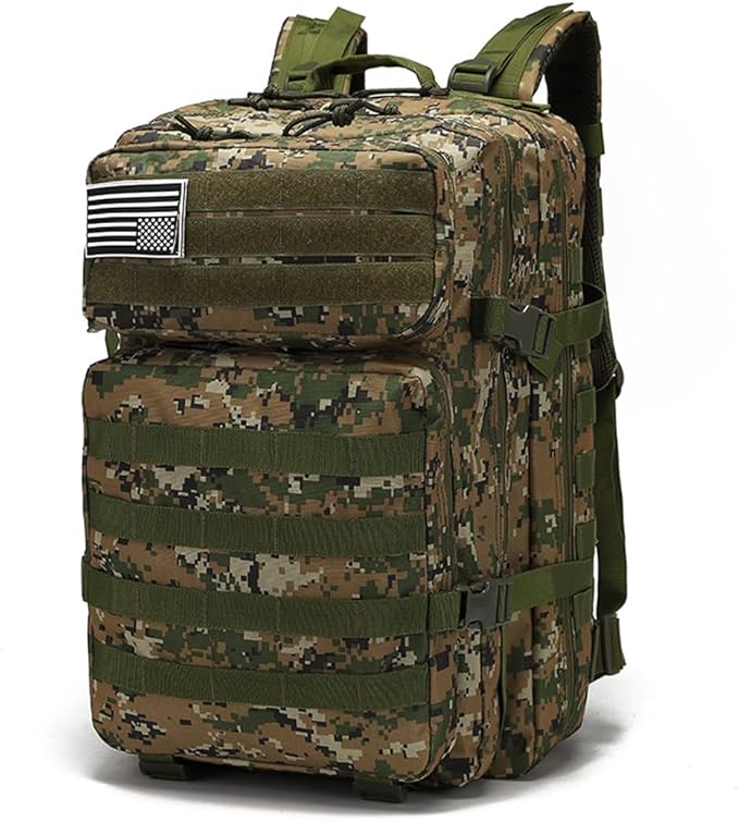 45L Military Tactical Backpacks Molle Army Assault Pack 3 Day Bug Out Bag Hiking Treeking Rucksack (Jungle Digital)