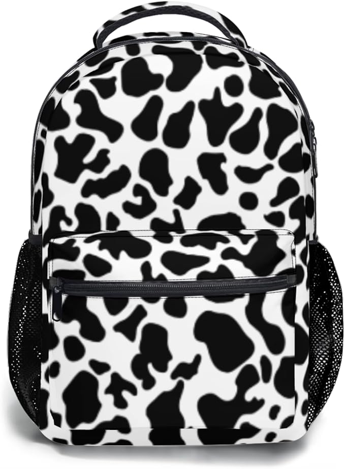 Girls School Backpack Cow Print Cute Aesthetic Backpack Lightweight Large Capacity Student Bookbag for Elementary Middle School Teen Girls Back to School Travel Daypack