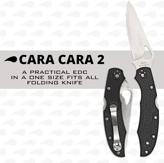 Spyderco Byrd Cara Cara 2 Lightweight Knife with 3.75 Stainless Steel Blade and Black Non-Slip FRN Handle - PlainEdge - BY03PBK2