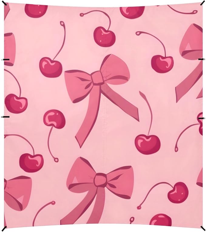 ALAZA Pink Bow and Cherry Beach Tent Sun Shelter Portable Canopy Sunshade for Outdoor Camping Picnics Backyard Fun 10x9 ft
