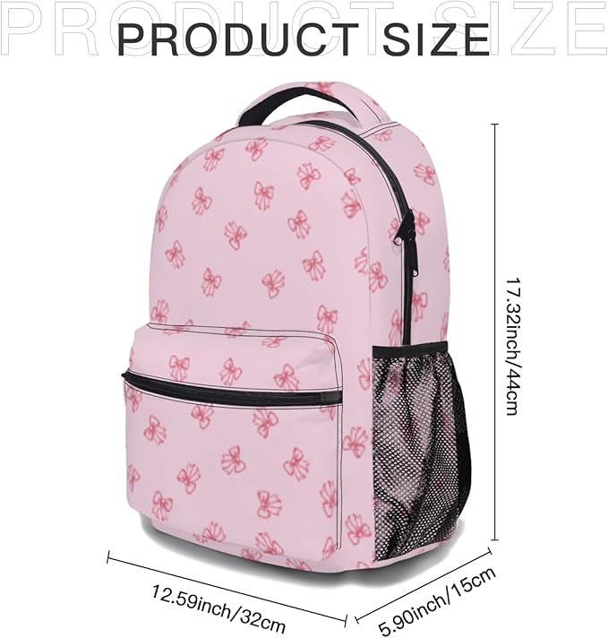 Kids Backpack for Girl Cute Pink Butterfly School Backpack Lightweight Bookbag with Front Zipper Pocket &amp Side Mesh Bottle Holder Large Capacity Student Backpack for Elementary Middle School