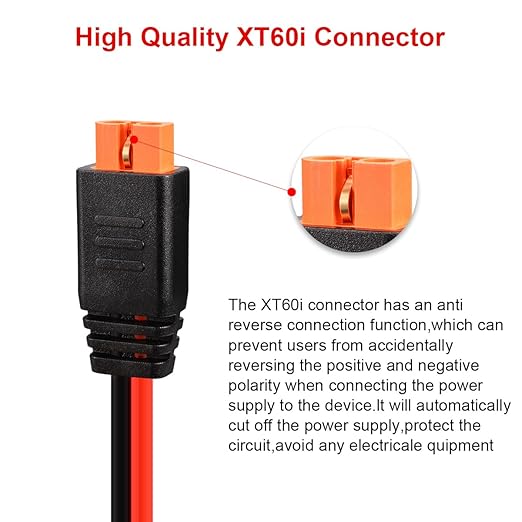 ELFCULB 12AWG Solar to XT60i Charging Cable Solar Panel Extention Cable for Portable Power Station River 600 Solar Generator Battery Pack(25FT)