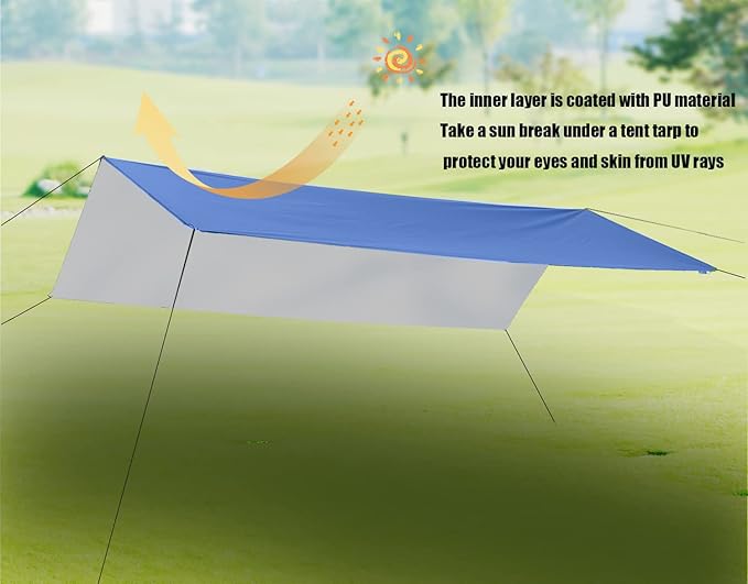 Wind Tour Portable Multifunctional Tent Footprint Traveling Awning Backpacking Rain Fly Tarp Waterproof Shelter Outdoor Camping Tarp Sun Shelter for Hiking Beach (177236 in)