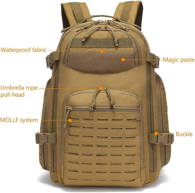 Military Tactical Backpack For Men Molle Daypack 3 Day Bug Out Bag Hiking Rucksack Assault Bag (Military Green)
